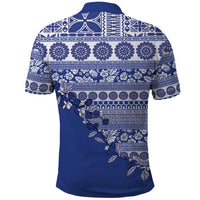 Fiji Marau na Kerisimasi Polo Shirt Blue Tagimoucia Tapa Masi Tribal - Polynesian Pride