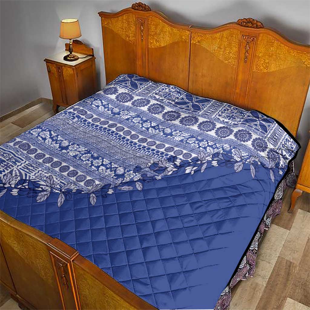 Fiji Marau na Kerisimasi Quilt Blue Tagimoucia Tapa Masi Tribal - Polynesian Pride
