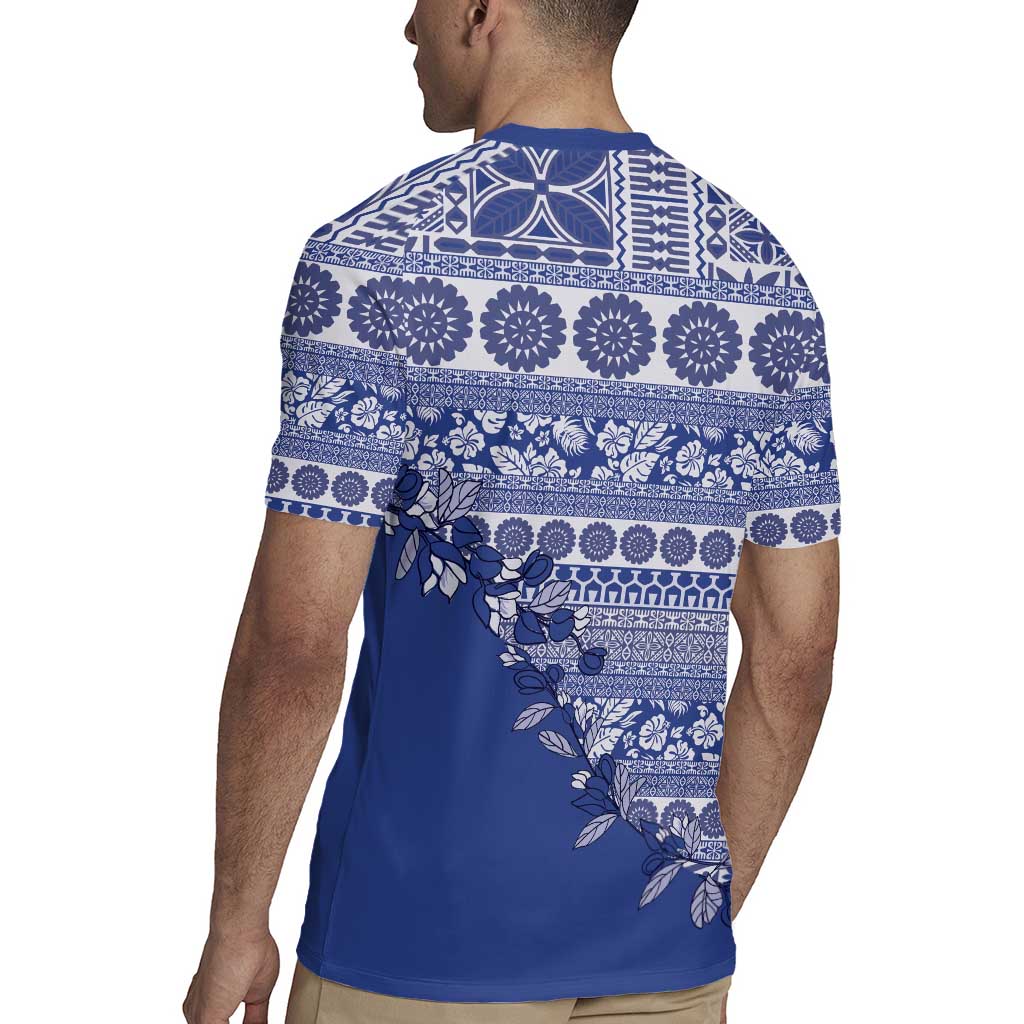 Fiji Marau na Kerisimasi Rugby Jersey Blue Tagimoucia Tapa Masi Tribal - Polynesian Pride