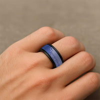 Fiji Marau na Kerisimasi Spinner Ring Blue Tagimoucia Tapa Masi Tribal - Polynesian Pride