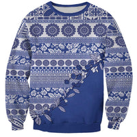 Fiji Marau na Kerisimasi Sweatshirt Blue Tagimoucia Tapa Masi Tribal - Polynesian Pride