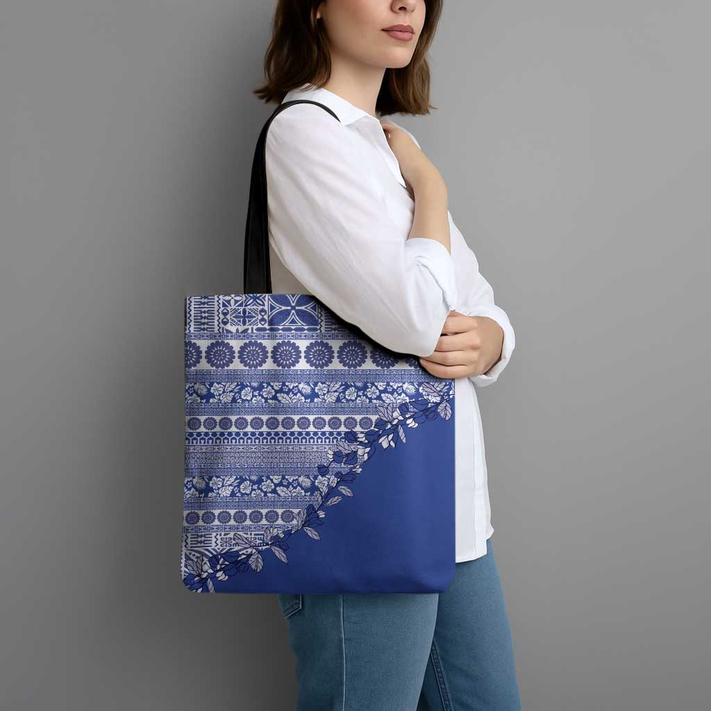 Fiji Marau na Kerisimasi Tote Bag Blue Tagimoucia Tapa Masi Tribal - Polynesian Pride