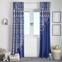 Fiji Marau na Kerisimasi Window Curtain Blue Tagimoucia Tapa Masi Tribal - Polynesian Pride