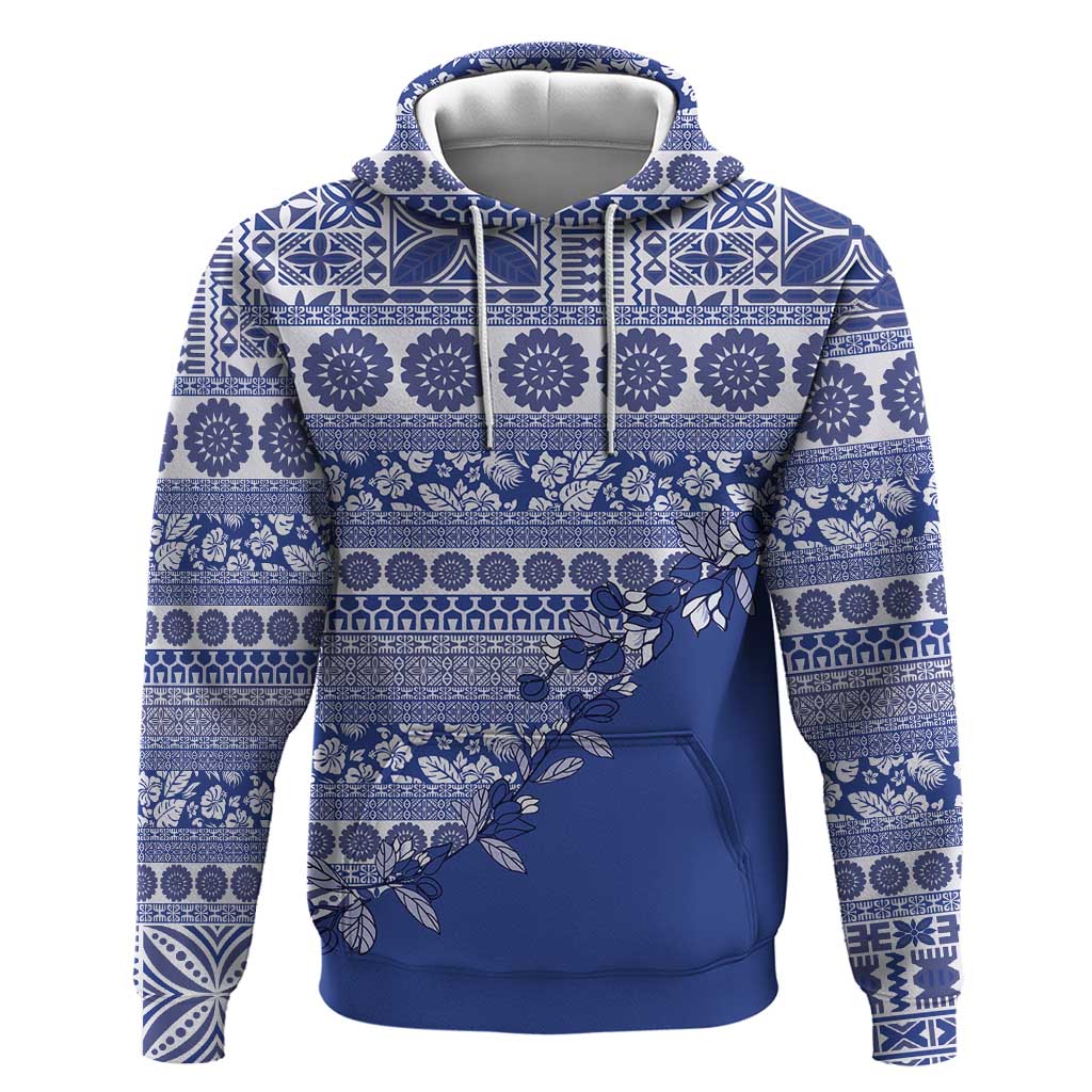 Fiji Marau na Kerisimasi Zip Hoodie Blue Tagimoucia Tapa Masi Tribal - Polynesian Pride