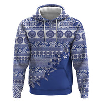 Fiji Marau na Kerisimasi Zip Hoodie Blue Tagimoucia Tapa Masi Tribal - Polynesian Pride