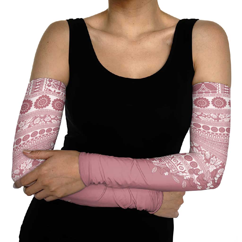 Fiji Marau na Kerisimasi Arm Sleeves Dusty Rose Tagimoucia Tapa Masi Tribal - Polynesian Pride