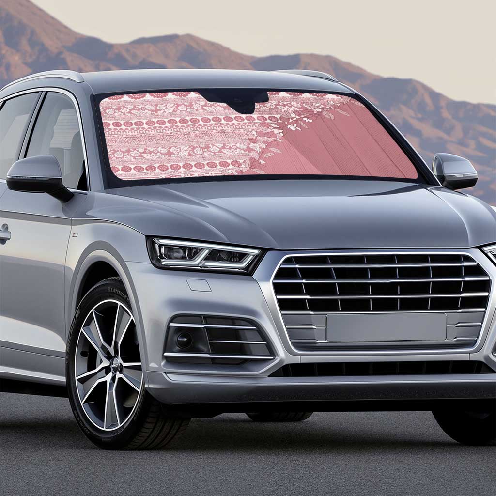 Fiji Marau na Kerisimasi Auto Sun Shade Dusty Rose Tagimoucia Tapa Masi Tribal - Polynesian Pride