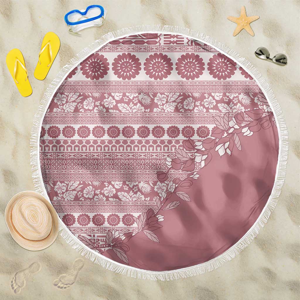 Fiji Marau na Kerisimasi Beach Blanket Dusty Rose Tagimoucia Tapa Masi Tribal - Polynesian Pride