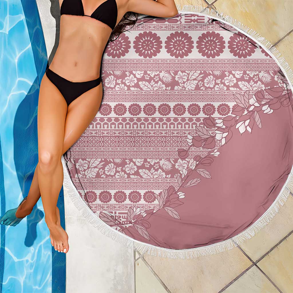 Fiji Marau na Kerisimasi Beach Blanket Dusty Rose Tagimoucia Tapa Masi Tribal - Polynesian Pride