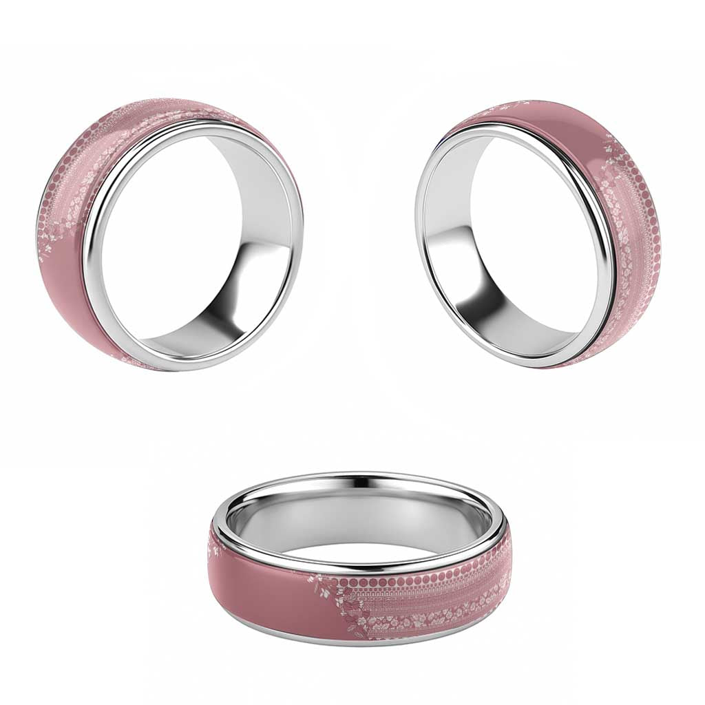 Fiji Marau na Kerisimasi Classic Ring Dusty Rose Tagimoucia Tapa Masi Tribal - Polynesian Pride