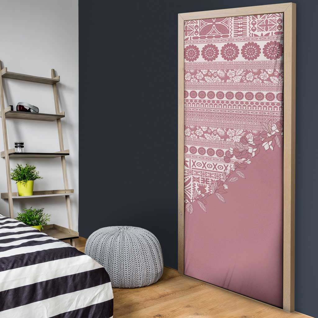 Fiji Marau na Kerisimasi Door Cover Dusty Rose Tagimoucia Tapa Masi Tribal - Polynesian Pride