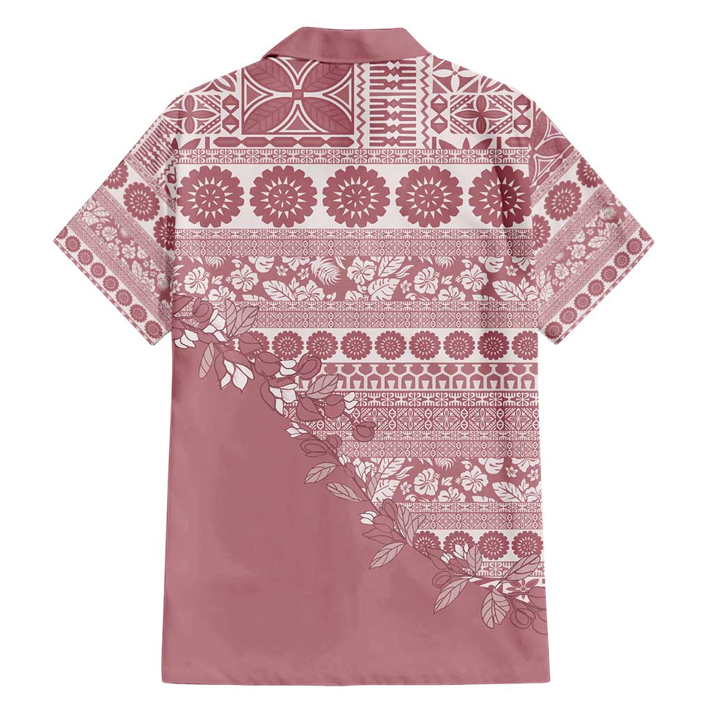 Fiji Marau na Kerisimasi Family Matching Puletasi and Hawaiian Shirt Dusty Rose Tagimoucia Tapa Masi Tribal - Polynesian Pride