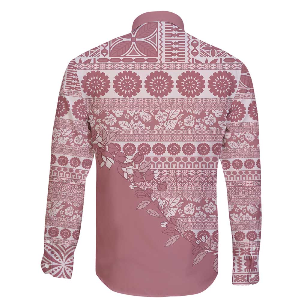Fiji Marau na Kerisimasi Family Matching Puletasi and Hawaiian Shirt Dusty Rose Tagimoucia Tapa Masi Tribal - Polynesian Pride