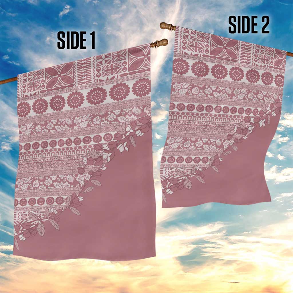 Fiji Marau na Kerisimasi Garden Flag Dusty Rose Tagimoucia Tapa Masi Tribal - Polynesian Pride