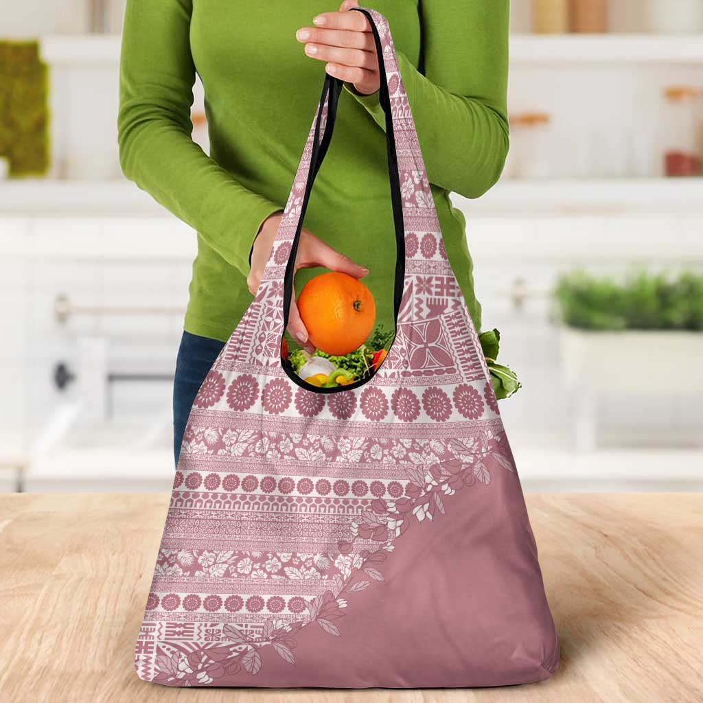 Fiji Marau na Kerisimasi Grocery Bag Dusty Rose Tagimoucia Tapa Masi Tribal - Polynesian Pride