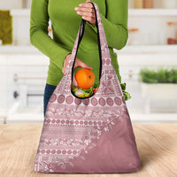 Fiji Marau na Kerisimasi Grocery Bag Dusty Rose Tagimoucia Tapa Masi Tribal - Polynesian Pride