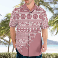 Fiji Marau na Kerisimasi Hawaiian Shirt Dusty Rose Tagimoucia Tapa Masi Tribal - Polynesian Pride