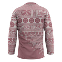 Fiji Marau na Kerisimasi Hockey Jersey Dusty Rose Tagimoucia Tapa Masi Tribal - Polynesian Pride