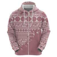 Fiji Marau na Kerisimasi Hoodie Dusty Rose Tagimoucia Tapa Masi Tribal LT9 - Polynesian Pride