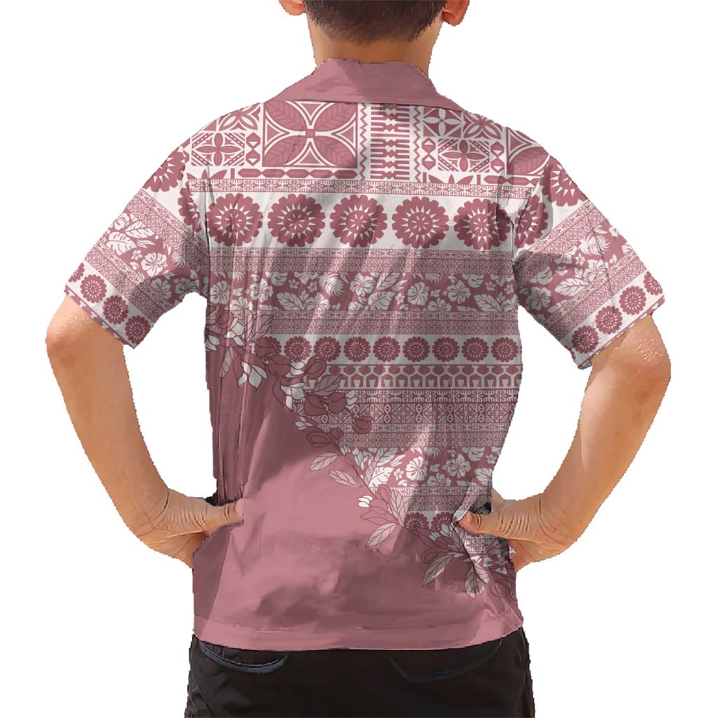 Fiji Marau na Kerisimasi Kid Hawaiian Shirt Dusty Rose Tagimoucia Tapa Masi Tribal LT9 - Polynesian Pride