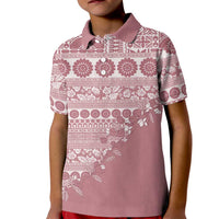 Fiji Marau na Kerisimasi Kid Polo Shirt Dusty Rose Tagimoucia Tapa Masi Tribal LT9 Kid Pink - Polynesian Pride