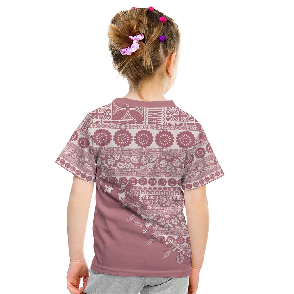 Fiji Marau na Kerisimasi Kid T Shirt Dusty Rose Tagimoucia Tapa Masi Tribal - Polynesian Pride