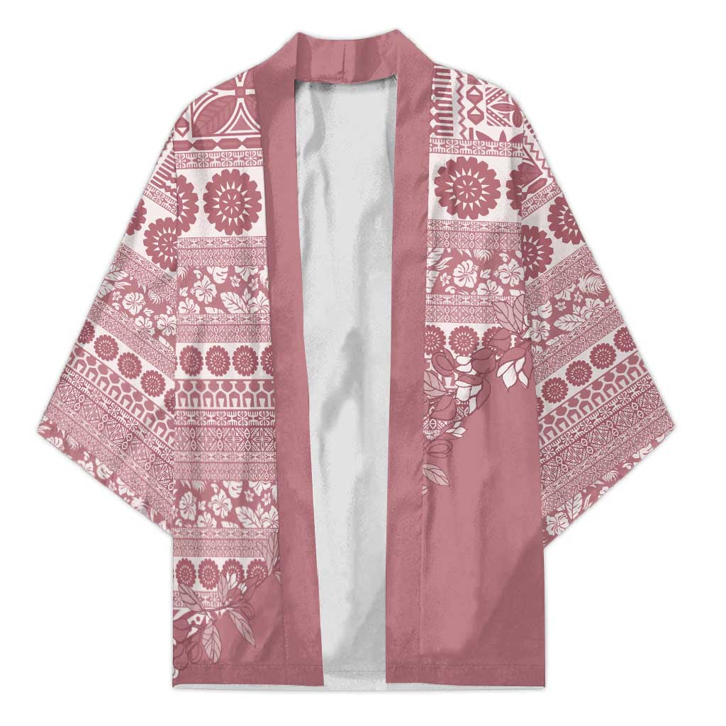 Fiji Marau na Kerisimasi Kimono Dusty Rose Tagimoucia Tapa Masi Tribal - Polynesian Pride