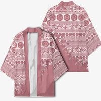 Fiji Marau na Kerisimasi Kimono Dusty Rose Tagimoucia Tapa Masi Tribal - Polynesian Pride