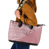 Fiji Marau na Kerisimasi Leather Tote Bag Dusty Rose Tagimoucia Tapa Masi Tribal - Polynesian Pride