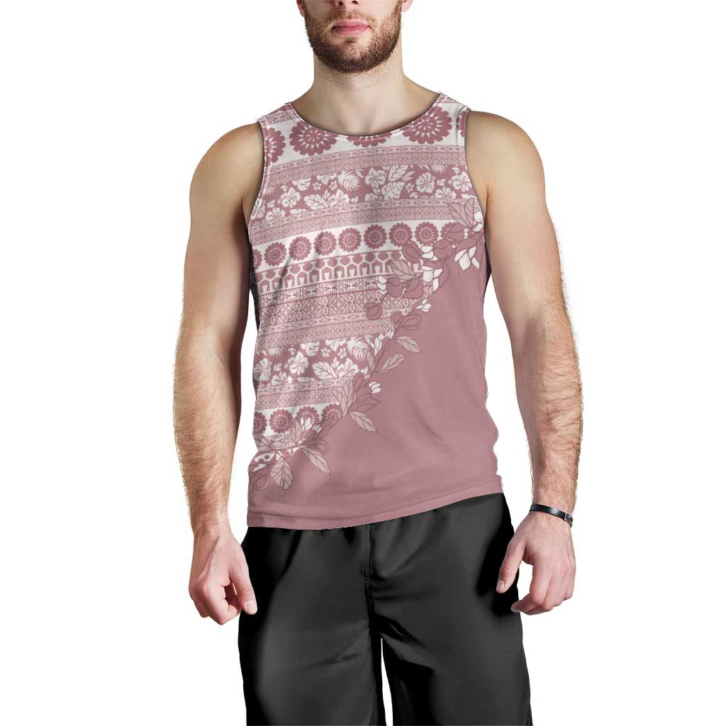 Fiji Marau na Kerisimasi Men Tank Top Dusty Rose Tagimoucia Tapa Masi Tribal - Polynesian Pride