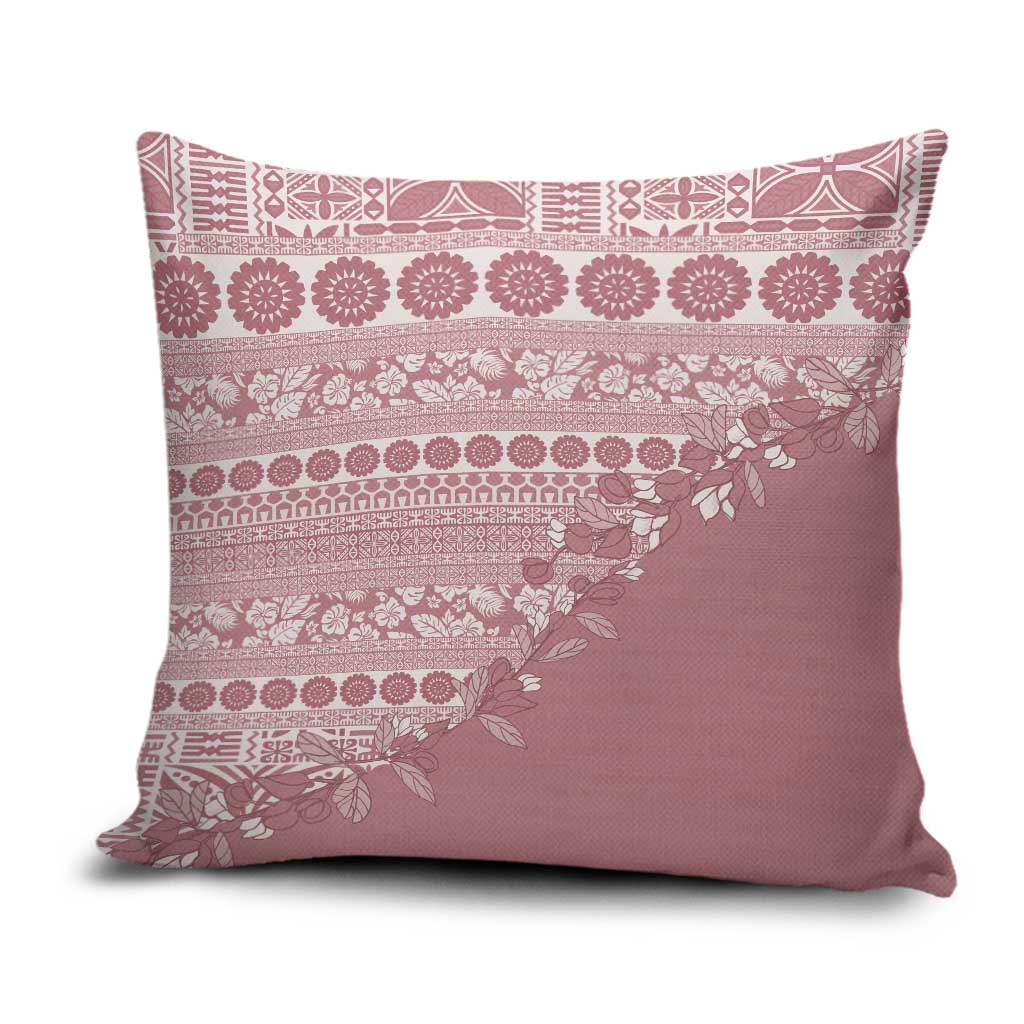 Fiji Marau na Kerisimasi Pillow Cover Dusty Rose Tagimoucia Tapa Masi Tribal - Polynesian Pride