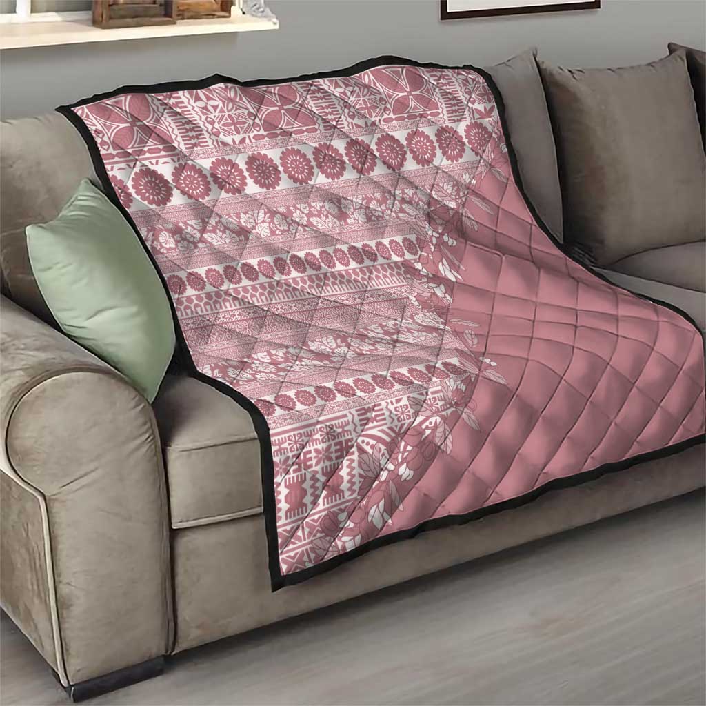 Fiji Marau na Kerisimasi Quilt Dusty Rose Tagimoucia Tapa Masi Tribal - Polynesian Pride