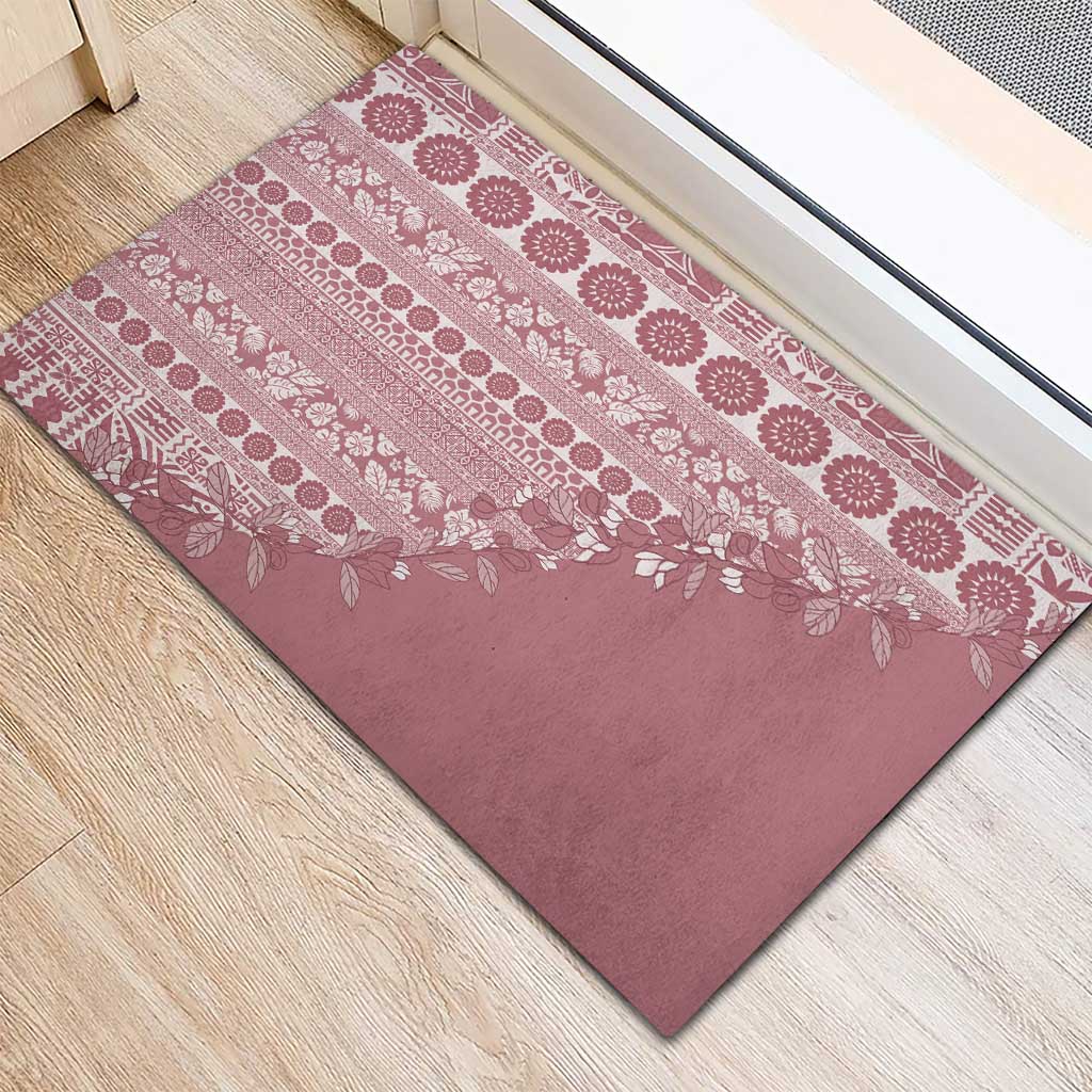 Fiji Marau na Kerisimasi Rubber Doormat Dusty Rose Tagimoucia Tapa Masi Tribal - Polynesian Pride