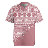 Fiji Marau na Kerisimasi Rugby Jersey Dusty Rose Tagimoucia Tapa Masi Tribal - Polynesian Pride