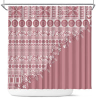 Fiji Marau na Kerisimasi Shower Curtain Dusty Rose Tagimoucia Tapa Masi Tribal - Polynesian Pride