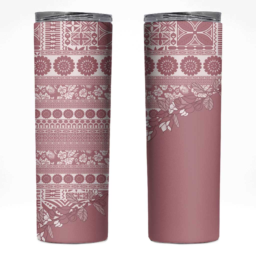 Fiji Marau na Kerisimasi Skinny Tumbler Dusty Rose Tagimoucia Tapa Masi Tribal - Polynesian Pride