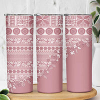 Fiji Marau na Kerisimasi Skinny Tumbler Dusty Rose Tagimoucia Tapa Masi Tribal - Polynesian Pride