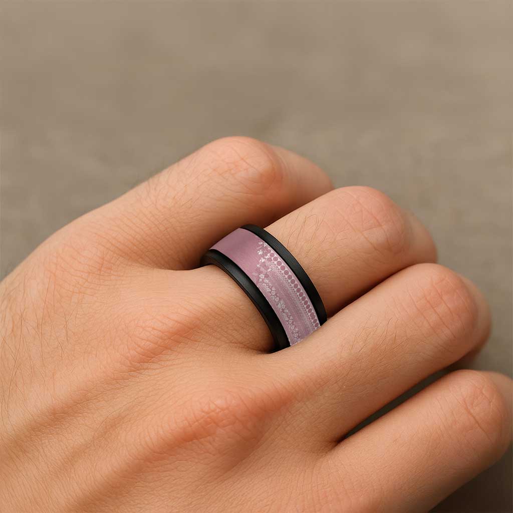 Fiji Marau na Kerisimasi Spinner Ring Dusty Rose Tagimoucia Tapa Masi Tribal - Polynesian Pride