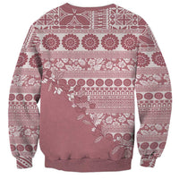 Fiji Marau na Kerisimasi Sweatshirt Dusty Rose Tagimoucia Tapa Masi Tribal - Polynesian Pride