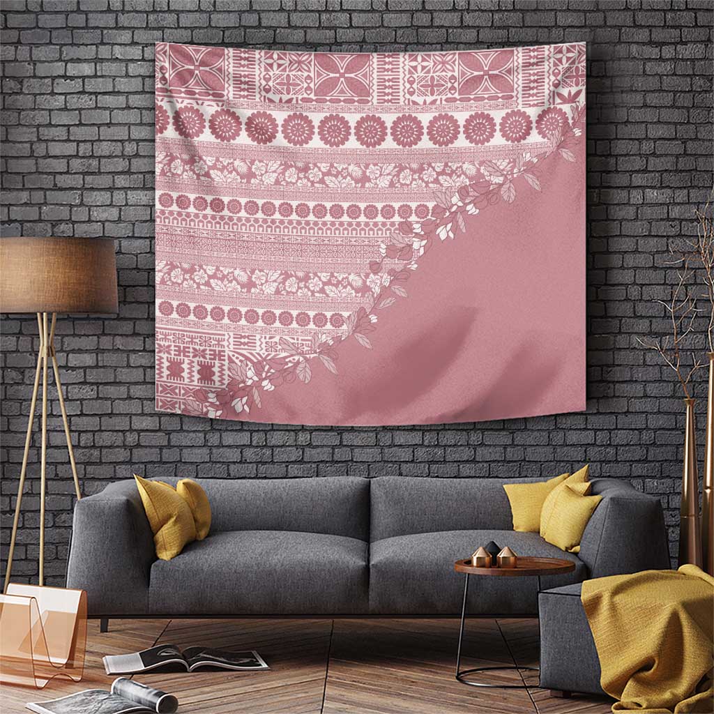 Fiji Marau na Kerisimasi Tapestry Dusty Rose Tagimoucia Tapa Masi Tribal - Polynesian Pride