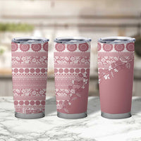 Fiji Marau na Kerisimasi Tumbler Cup Dusty Rose Tagimoucia Tapa Masi Tribal - Polynesian Pride