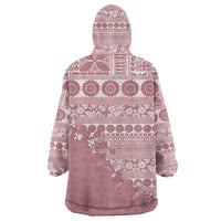 Fiji Marau na Kerisimasi Wearable Blanket Hoodie Dusty Rose Tagimoucia Tapa Masi Tribal - Polynesian Pride