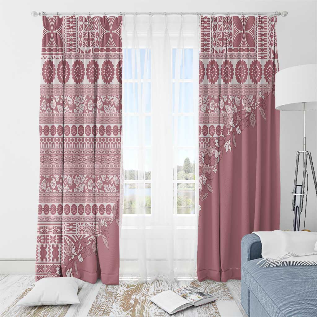 Fiji Marau na Kerisimasi Window Curtain Dusty Rose Tagimoucia Tapa Masi Tribal - Polynesian Pride