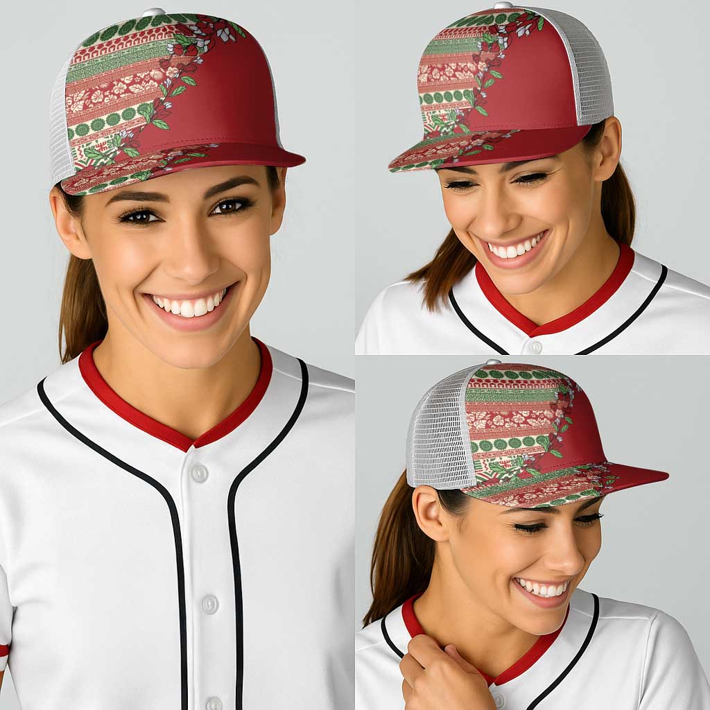 Fiji Marau na Kerisimasi Baseball Net Cap Red Tagimoucia Tapa Masi Tribal - Polynesian Pride