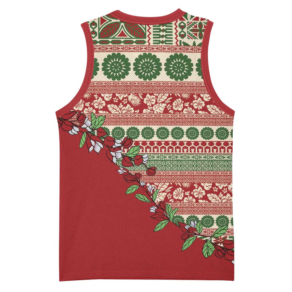 Fiji Marau na Kerisimasi Basketball Jersey Red Tagimoucia Tapa Masi Tribal - Polynesian Pride