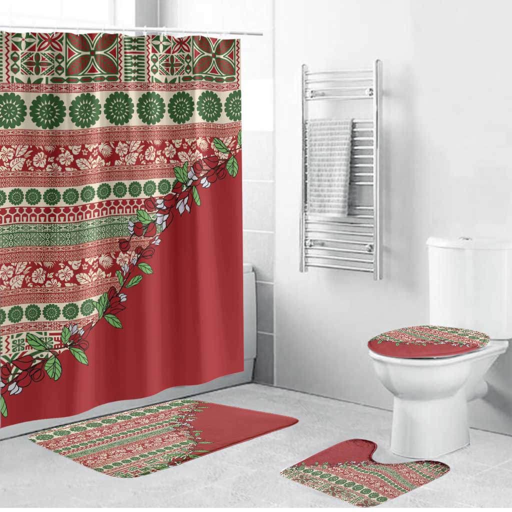 Fiji Marau na Kerisimasi Bathroom Set Red Tagimoucia Tapa Masi Tribal - Polynesian Pride