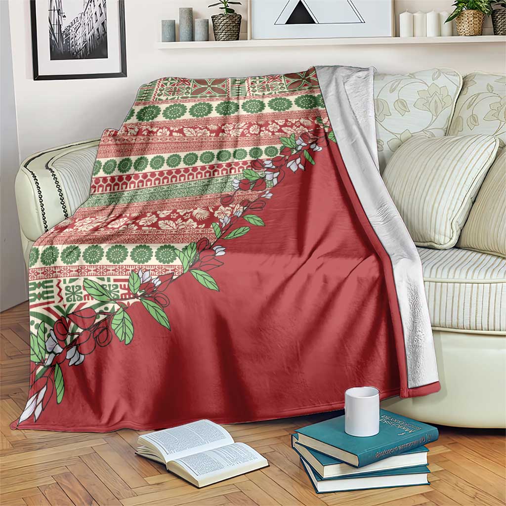 Fiji Marau na Kerisimasi Blanket Red Tagimoucia Tapa Masi Tribal - Polynesian Pride