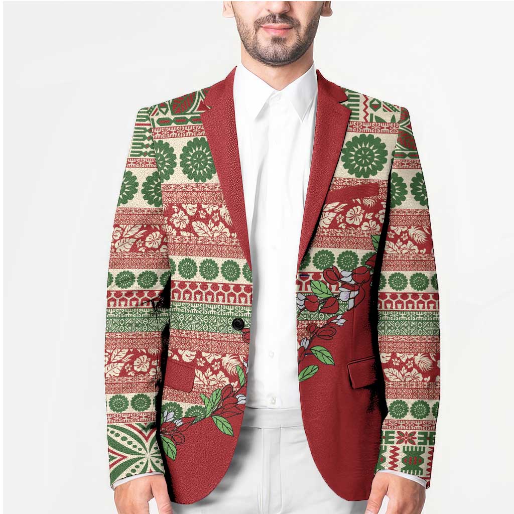 Fiji Marau na Kerisimasi Blazer Red Tagimoucia Tapa Masi Tribal - Polynesian Pride