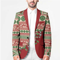 Fiji Marau na Kerisimasi Blazer Red Tagimoucia Tapa Masi Tribal - Polynesian Pride