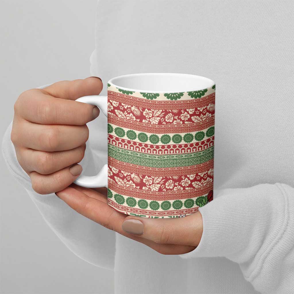 Fiji Marau na Kerisimasi Ceramic Mug Red Tagimoucia Tapa Masi Tribal - Polynesian Pride